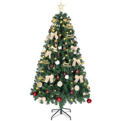 Homcom Árbol de Navidad 180 cm con Adornos 200 Luces LED Blanco Cálido 8 Modos de Iluminación 650 Ramas Verde Homcom Árbol de Navidad 180 cm con Adornos 200 Luces LED Blanco Cálido 8 Modos de Iluminación 650 Ramas Verde