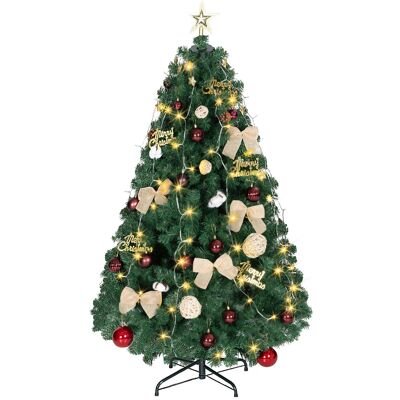 Homcom Árbol de Navidad 150 cm con Adornos 150 Luces LED Blanco Cálido 8 Modos de Iluminación 480 Ramas Verde Homcom Árbol de Navidad 150 cm con Adornos 150 Luces LED Blanco Cálido 8 Modos de Iluminación 480 Ramas Verde