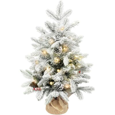 Homcom Mini Árbol de Navidad Artificial 60 cm con 35 Luces LED 182 Ramas Densas con Nieve Adornos y Base de Arpillera Verde Homcom Mini Árbol de Navidad Artificial 60 cm con 35 Luces LED 182 Ramas Densas con Nieve Adornos y Base de Arpillera Verde
