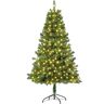 Homcom Árbol Artificial de Navidad de 490 Ramas 170 Luces LED Base de Metal Plegable Estructura con Bisagras para Interiores Φ75x150 cm Verde