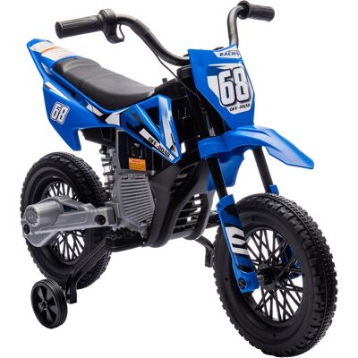 AIYAPLAY Moto Eléctrica para Niños 12V con 2 Motores Suspensión Trasera Ruedas de Apoyo Desmontables Música Niños 3-6 Años Azul AIYAPLAY Moto Eléctrica para Niños 12V con 2 Motores Suspensión Trasera Ruedas de Apoyo Desmontables Música Niños 3-6 Años Azul
