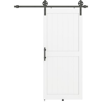 Homcom Puerta Corredera de Granero con Herrajes Manija Rodillo y Guía de Suelo Mejorados para Baño Salón 91,5x213,4 cm Blanco Homcom Puerta Corredera de Granero con Herrajes Manija Rodillo y Guía de Suelo Mejorados para Baño Salón 91,5x213,4 cm Blanco
