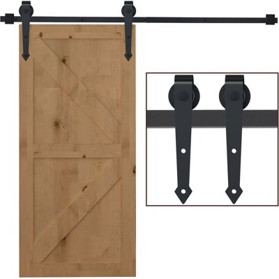 Homcom 200cm/6.6FT Herraje para Puerta Corredera Tipo Flecha Kit de Accesorios para Puerta Granero de Madera con Guía de Suelo Riel Aosom España Homcom 200cm/6.6FT Herraje para Puerta Corredera Tipo Flecha Kit de Accesorios para Puerta Granero de Madera con Guía de Suelo Riel Aosom España