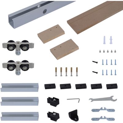 Homcom Kit de Herrajes para Puerta Corredera 200 cm Guía de Puerta Corrediza Riel Madera Accesorios Aleación de Aluminio Marrón Aosom España Homcom Kit de Herrajes para Puerta Corredera 200 cm Guía de Puerta Corrediza Riel Madera Accesorios Aleación de Aluminio Marrón Aosom España