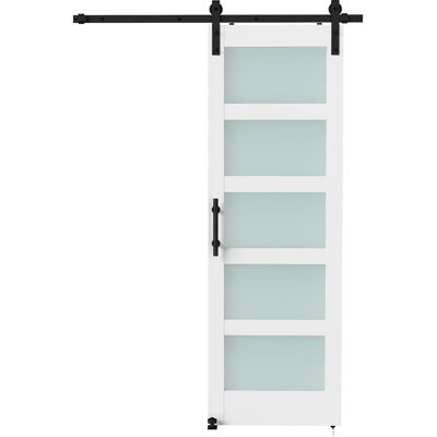 Homcom Puerta Corredera Interior 71x213 cm con Kit de Montaje, MDF y Vidrio Esmerilado, Riel y Herrajes, Blanco Aosom España Homcom Puerta Corredera Interior 71x213 cm con Kit de Montaje, MDF y Vidrio Esmerilado, Riel y Herrajes, Blanco Aosom España