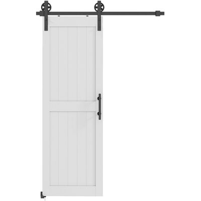 Homcom Puerta Corredera de Granero con Herrajes Manija Rodillo y Guía de Suelo Mejorados para Baño Salón 71,5x213,4 cm Blanco Homcom Puerta Corredera de Granero con Herrajes Manija Rodillo y Guía de Suelo Mejorados para Baño Salón 71,5x213,4 cm Blanco