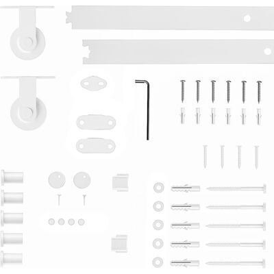 Homcom Herrajes para Puertas Correderas 200 cm Kit de Accesorios para Puerta Corredera con 2 Rieles y Guía Blanco Homcom Herrajes para Puertas Correderas 200 cm Kit de Accesorios para Puerta Corredera con 2 Rieles y Guía Blanco
