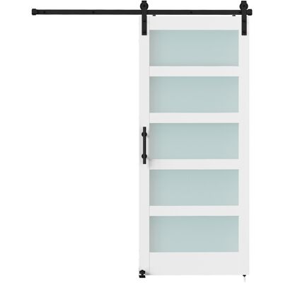 Homcom Puerta Corredera Interior 91x213 cm con Kit de Montaje, MDF y Vidrio Esmerilado, Riel y Herrajes, Blanco Aosom España Homcom Puerta Corredera Interior 91x213 cm con Kit de Montaje, MDF y Vidrio Esmerilado, Riel y Herrajes, Blanco Aosom España