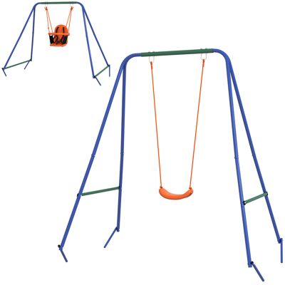 Outsunny Columpio para Niños y Bebés con 1 Silla para Niños 1 Silla para Bebés y Cinturón de Seguridad 180x160x182 cm Naranja Aosom España Outsunny Columpio para Niños y Bebés con 1 Silla para Niños 1 Silla para Bebés y Cinturón de Seguridad 180x160x182 cm Naranja Aosom España