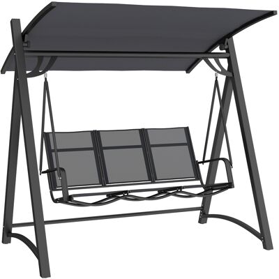 Outsunny Columpio de Jardín de 3 Plazas con Techo Ajustable UPF50+ Asiento Transpirable Carga 360 kg 188x130x183 cm Gris Outsunny Columpio de Jardín de 3 Plazas con Techo Ajustable UPF50+ Asiento Transpirable Carga 360 kg 188x130x183 cm Gris