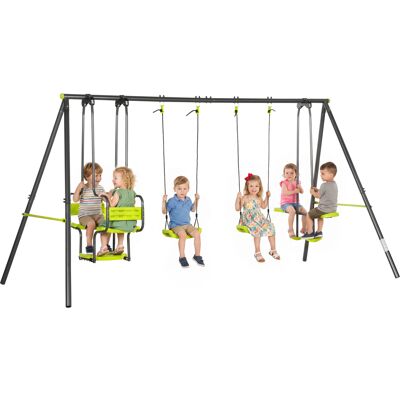 Outsunny Columpio Infantil Exterior 6 Asientos Marco de Acero Actividades Jardín para Niños de +3 Años 355x184x186 cm Verde Aosom España Outsunny Columpio Infantil Exterior 6 Asientos Marco de Acero Actividades Jardín para Niños de +3 Años 355x184x186 cm Verde Aosom España