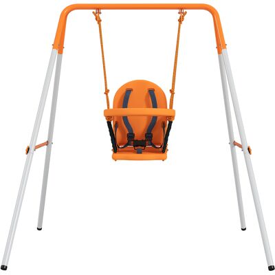 Outsunny Columpio para Bebés Columpio Jardín Exterior de Acero con Respaldo Cinturón de Seguridad Carga 25 kg Naranja Outsunny Columpio para Bebés Columpio Jardín Exterior de Acero con Respaldo Cinturón de Seguridad Carga 25 kg Naranja