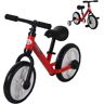 Homcom Bicicleta de Equilibrio con Pedales y Ruedas Entrenamiento Extraíbles de Asiento Regulable 33-38cm Niños +24 Meses Carga 25kg Rojo