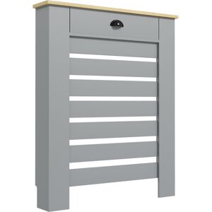 Homcom Cubre Radiador en MDF de Lamas, Cubre Calefactor de Rejilla con Cajón, 78x19x95.5 cm, Gris Aosom España Homcom Cubre Radiador en MDF de Lamas, Cubre Calefactor de Rejilla con Cajón, 78x19x95.5 cm, Gris Aosom España