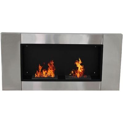 Homcom Chimenea de Pared Bioetanol 110x54x14'5cm Acero Inoxidable 2 Quemadores Gel Bioetanol Etanol Aosom España Homcom Chimenea de Pared Bioetanol 110x54x14'5cm Acero Inoxidable 2 Quemadores Gel Bioetanol Etanol Aosom España