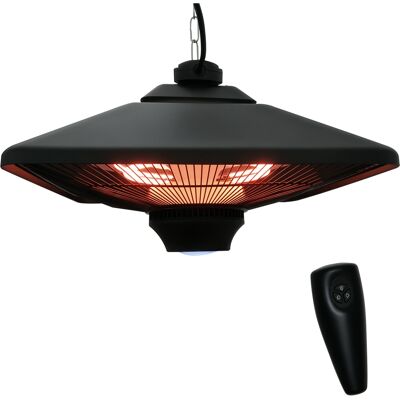 Outsunny Estufa Colgante de Techo tipo Calefactor Eléctrico Halógeno 1000/2000W con Control Remoto 43x43x25cm Negro Aosom España Outsunny Estufa Colgante de Techo tipo Calefactor Eléctrico Halógeno 1000/2000W con Control Remoto 43x43x25cm Negro Aosom España