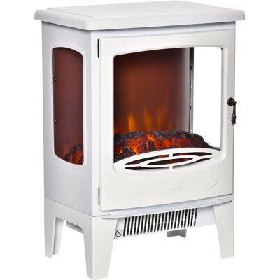 Homcom Chimenea Eléctrica 900W/1800W con Efecto de Llama Temperatura Ajustable y Protección Sobrecalentamiento Blanco Homcom Chimenea Eléctrica 900W/1800W con Efecto de Llama Temperatura Ajustable y Protección Sobrecalentamiento Blanco