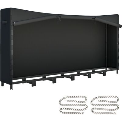 Outsunny Leñero Exterior Metálico de Chimenea Soporte para Leña con Cubierta Impermeable y Cadenas de Acero 235x31x116 cm Negro Outsunny Leñero Exterior Metálico de Chimenea Soporte para Leña con Cubierta Impermeable y Cadenas de Acero 235x31x116 cm Negro