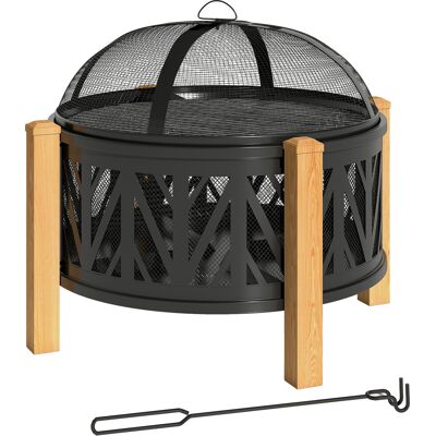 Outsunny Chimenea 2 en 1 Ø75 x 58 cm Fuente de Fuego con Protector contra Chispas Pincho para Brasas Negro Outsunny Chimenea 2 en 1 Ø75 x 58 cm Fuente de Fuego con Protector contra Chispas Pincho para Brasas Negro