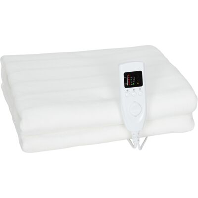 Homcom Manta Eléctrica 160x140 cm con 5 Niveles de Calor y 2 Zonas de Control Independientes, de Poliéster Blanco Homcom Manta Eléctrica 160x140 cm con 5 Niveles de Calor y 2 Zonas de Control Independientes, de Poliéster Blanco