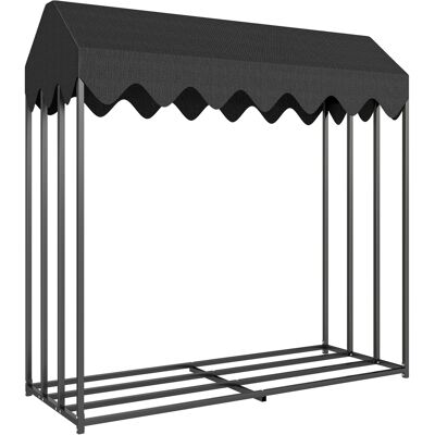 Outsunny Leñero Exterior Metálico de Chimenea Soporte para Leña con Cubierta Impermeable Carga 300 kg 186x70x185 cm Negro Aosom España Outsunny Leñero Exterior Metálico de Chimenea Soporte para Leña con Cubierta Impermeable Carga 300 kg 186x70x185 cm Negro Aosom España
