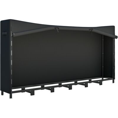 Outsunny Leñero Exterior Metálico de Chimenea Soporte para Leña con Cubierta Impermeable y Cadenas de Acero 235x31x116 cm Negro Outsunny Leñero Exterior Metálico de Chimenea Soporte para Leña con Cubierta Impermeable y Cadenas de Acero 235x31x116 cm Negro