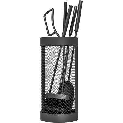 Outsunny Juego Utensilios Chimenea de 5 Piezas de Metal con Escoba Pala Tenazas Atizador y Soporte Ø16x33,5 cm Negro Aosom España Outsunny Juego Utensilios Chimenea de 5 Piezas de Metal con Escoba Pala Tenazas Atizador y Soporte Ø16x33,5 cm Negro Aosom España