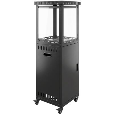 Outsunny Estufa de Gas para Terraza 13 kW con Encendido Piezoeléctrico Antivuelco 4 Ruedas Vidrio Templado Piedras de Lava Negro Outsunny Estufa de Gas para Terraza 13 kW con Encendido Piezoeléctrico Antivuelco 4 Ruedas Vidrio Templado Piedras de Lava Negro