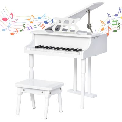 Homcom Piano de Cola Infantil con 30 Teclas Taburete y Atril de Partituras para Niños de MDF Instrumento Musical 52x50x49 cm Blanco Aosom España Homcom Piano de Cola Infantil con 30 Teclas Taburete y Atril de Partituras para Niños de MDF Instrumento Musical 52x50x49 cm Blanco Aosom España