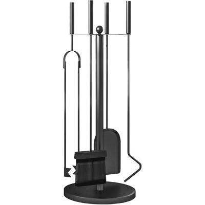 Outsunny Juego de Herramientas para Chimenea de 5 Piezas de Metal con Escoba Pala Tenazas Atizador y Soporte Ø25x54 cm Negro Aosom España Outsunny Juego de Herramientas para Chimenea de 5 Piezas de Metal con Escoba Pala Tenazas Atizador y Soporte Ø25x54 cm Negro Aosom España