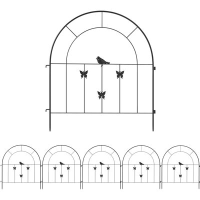 Outsunny Set de 5 Vallas para Jardín Metálicas 300x70 cm Combinación Libre Barrera para Animales para Patio Césped Negro Aosom España Outsunny Set de 5 Vallas para Jardín Metálicas 300x70 cm Combinación Libre Barrera para Animales para Patio Césped Negro Aosom España