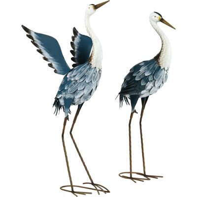 Outsunny Pack de 2 estatuas de jardín exterior escultura de garza en acero para estanque, patio, terraza, césped, 74/70cm multicolor Aosom España Outsunny Pack de 2 estatuas de jardín exterior escultura de garza en acero para estanque, patio, terraza, césped, 74/70cm multicolor Aosom España
