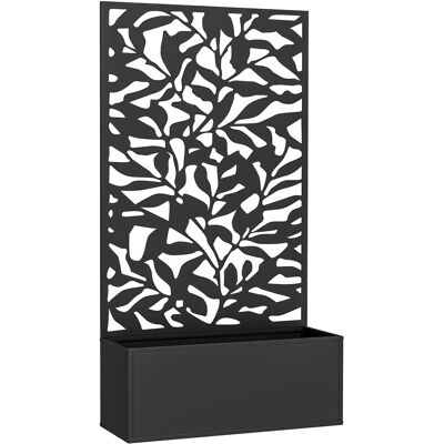 Outsunny Jardinera Elevada con Panel de Privacidad de Hojas Decorativas de Metal y Opción de Montaje en Pared 61x23x113 cm Negro Outsunny Jardinera Elevada con Panel de Privacidad de Hojas Decorativas de Metal y Opción de Montaje en Pared 61x23x113 cm Negro