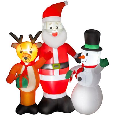 Outsunny Papá Noel Inflable 150 cm con Reno y Muñeco de Nieve Luces LED e Inflador Eléctrico para Exterior Jardín Césped Outsunny Papá Noel Inflable 150 cm con Reno y Muñeco de Nieve Luces LED e Inflador Eléctrico para Exterior Jardín Césped