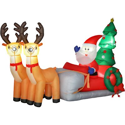 Outsunny Papá Noel Hinchable con Trineo y Renos Inflables de Navidad con Luces LED para Exterior e Interior 216x90x150 cm Outsunny Papá Noel Hinchable con Trineo y Renos Inflables de Navidad con Luces LED para Exterior e Interior 216x90x150 cm