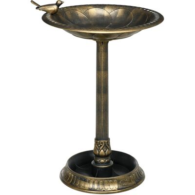 Outsunny Baño para Pájaros de Jardín Exterior con 2 Niveles Recipientes para Agua y Comida Diseño Retro y Elegante Bronce Outsunny Baño para Pájaros de Jardín Exterior con 2 Niveles Recipientes para Agua y Comida Diseño Retro y Elegante Bronce
