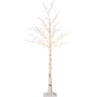 Homcom Árbol de Cerezo Artificial con 120 Luces LED Brillo Ajustable Decoración para Interiores 21x21x150 cm Blanco Homcom Árbol de Cerezo Artificial con 120 Luces LED Brillo Ajustable Decoración para Interiores 21x21x150 cm Blanco