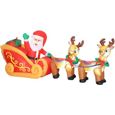 Outsunny Papá Noel Hinchable con Trineo y Renos Inflables de Navidad con Luces LED para Exterior e Interior 240x75x100 cm Outsunny Papá Noel Hinchable con Trineo y Renos Inflables de Navidad con Luces LED para Exterior e Interior 240x75x100 cm