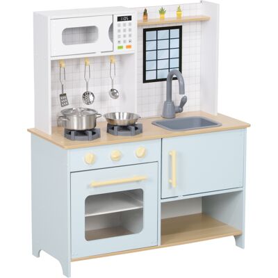 AIYAPLAY Cocinita Infantil con Sonido Fogón Horno Grifo Fregadero Microondas y Accesorios de Cocina Azul AIYAPLAY Cocinita Infantil con Sonido Fogón Horno Grifo Fregadero Microondas y Accesorios de Cocina Azul