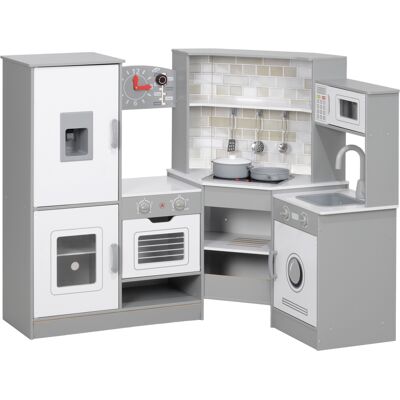 AIYAPLAY Cocinita Infantil con Sonido Fogón Horno Grifo Fregadero Microondas Lavadora Máquina de Hielo y Accesorio de Cocina Gris AIYAPLAY Cocinita Infantil con Sonido Fogón Horno Grifo Fregadero Microondas Lavadora Máquina de Hielo y Accesorio de Cocina Gris