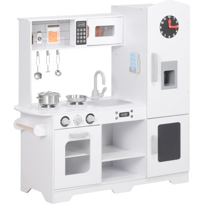AIYAPLAY Cocina de Madera Infantil con Fogón Grifo Fregadero Microondas Reloj Máquina de Hielo y Accesorios de Cocina Blanco AIYAPLAY Cocina de Madera Infantil con Fogón Grifo Fregadero Microondas Reloj Máquina de Hielo y Accesorios de Cocina Blanco