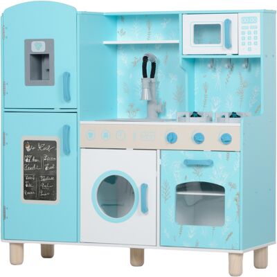 AIYAPLAY Cocina de Juguete Cocina de Madera Infantil con Sonido Fogón Horno Grifo Fregadero Microondas Lavadora Máquina de Hielo Azul Aosom España AIYAPLAY Cocina de Juguete Cocina de Madera Infantil con Sonido Fogón Horno Grifo Fregadero Microondas Lavadora Máquina de Hielo Azul Aosom España