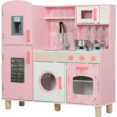 AIYAPLAY Cocina de Madera Infantil con Sonido Fogón Horno Grifo Fregadero Microondas Lavadora Máquina de Hielo Rosa AIYAPLAY Cocina de Madera Infantil con Sonido Fogón Horno Grifo Fregadero Microondas Lavadora Máquina de Hielo Rosa
