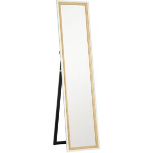 Homcom Espejo de Cuerpo Entero 157x37 cm Espejo de Pie o de Pared con Marco de MDF y Soporte Blanco y Natural Oscuro Homcom Espejo de Cuerpo Entero 157x37 cm Espejo de Pie o de Pared con Marco de MDF y Soporte Blanco y Natural Oscuro