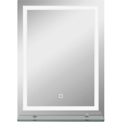 kleankin Espejo para Baño 50x70 cm con 3 Colores de Luz Estante de Vidrio Función de Memoria e Interruptor Táctil Plata kleankin Espejo para Baño 50x70 cm con 3 Colores de Luz Estante de Vidrio Función de Memoria e Interruptor Táctil Plata