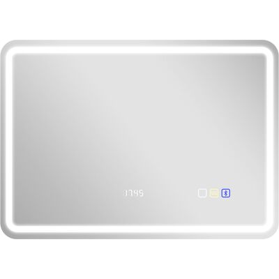 Homcom Espejo de Baño con Luz LED 70x50 cm con Bluetooth 3 Colores de Luz Reloj Digital Función Antivaho Función de Memoria Aosom España Homcom Espejo de Baño con Luz LED 70x50 cm con Bluetooth 3 Colores de Luz Reloj Digital Función Antivaho Función de Memoria Aosom España
