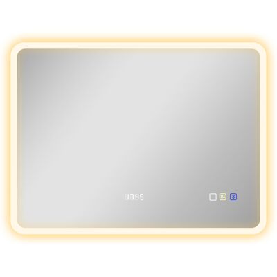 Homcom Espejo de Baño con Luz LED 80x60 cm con Bluetooth 3 Colores de Luz Función Antivaho Función de Memoria IP44 Homcom Espejo de Baño con Luz LED 80x60 cm con Bluetooth 3 Colores de Luz Función Antivaho Función de Memoria IP44