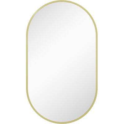 Homcom Espejo de Baño Ovalado 40x70 cm Espejo Decorativo de Pared con Marco de Aluminio para Salón Horizontal o Vertical Dorado Homcom Espejo de Baño Ovalado 40x70 cm Espejo Decorativo de Pared con Marco de Aluminio para Salón Horizontal o Vertical Dorado