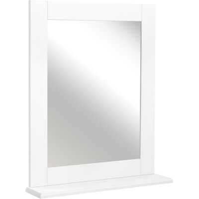 kleankin Espejo de Baño Espejo de Pared Moderno con Estante de Almacenaje y Marco de Madera 50x11,5x60 cm Blanco kleankin Espejo de Baño Espejo de Pared Moderno con Estante de Almacenaje y Marco de Madera 50x11,5x60 cm Blanco