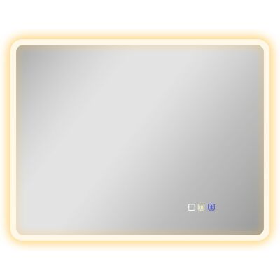 Homcom Espejo de baño LED Bluetooth 70x90 cm interruptor táctil luz ajustable 3 colores anti-empañamiento memoria plateado Homcom Espejo de baño LED Bluetooth 70x90 cm interruptor táctil luz ajustable 3 colores anti-empañamiento memoria plateado
